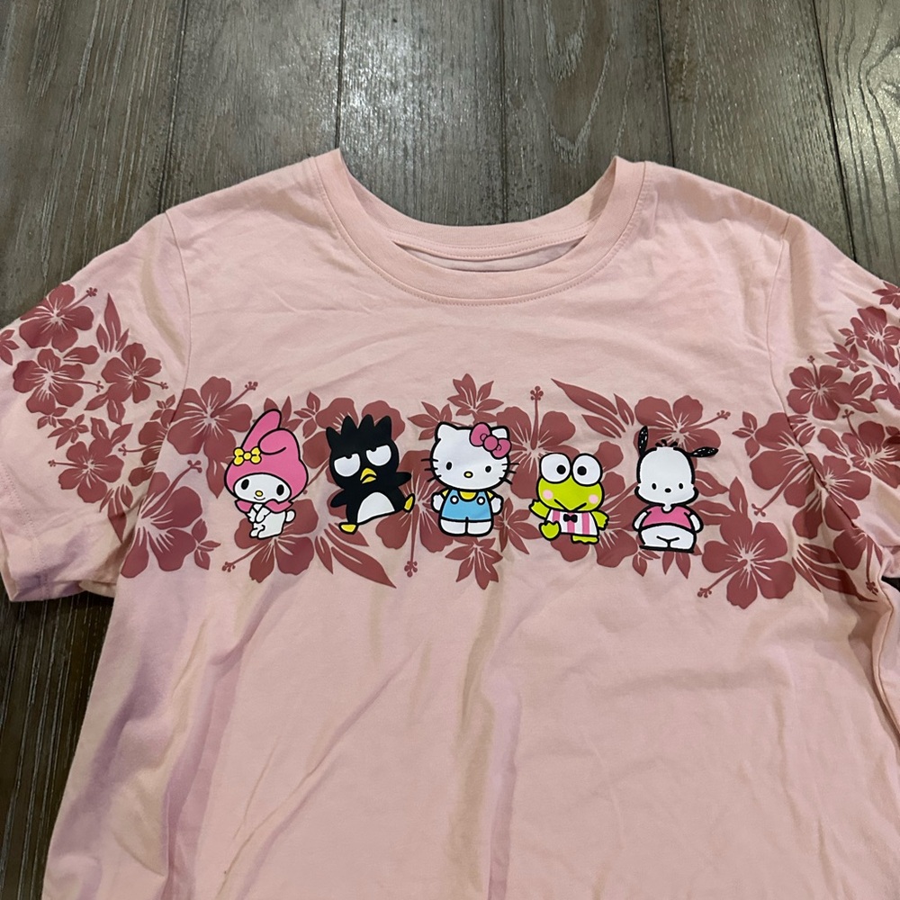 Sanrio Pink Short Sleeve Tee with Floral Accents - Picture 3 of 9